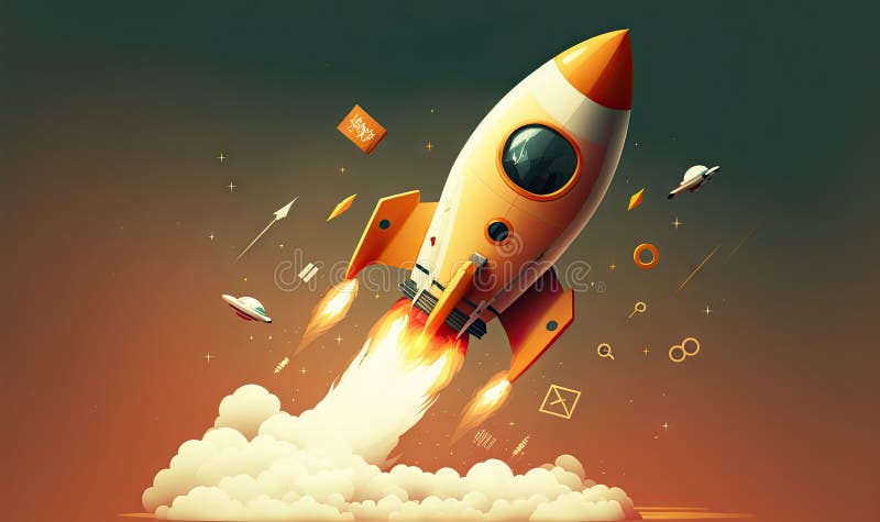 Illustration of the cartoon space rocket vector illustration
