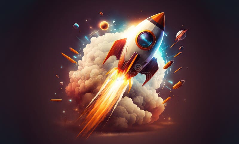Illustration of the cartoon space rocket vector illustration