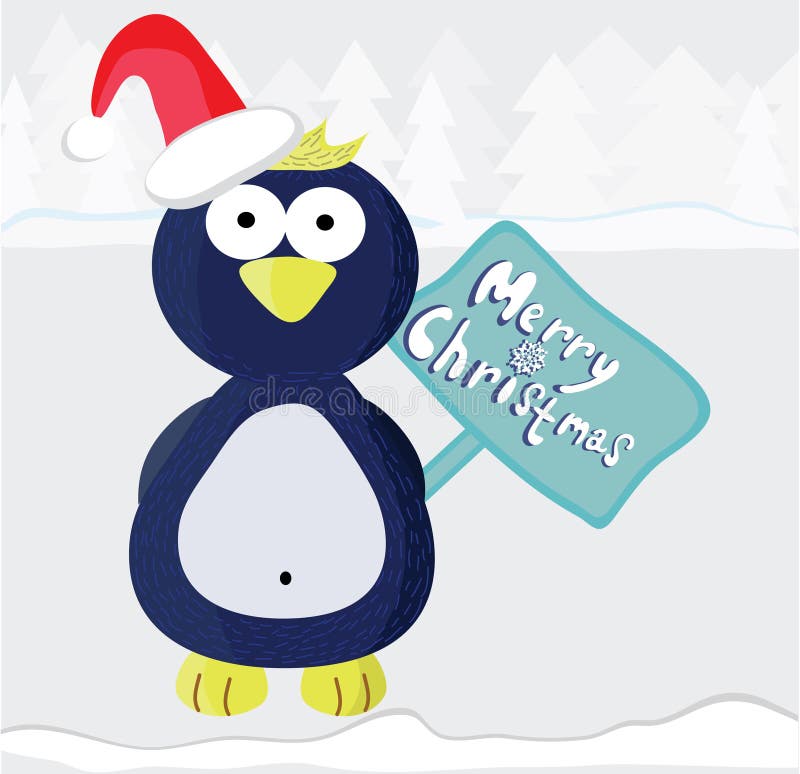 Illustration with Christmas pinguin