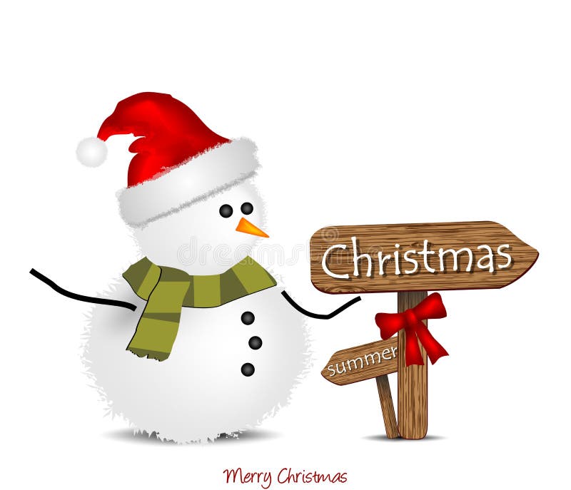 Illustration with Christmas snowman and signage