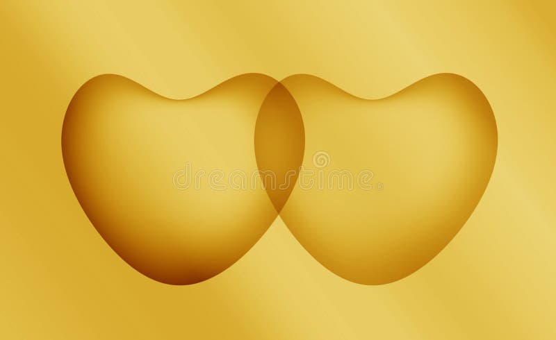 Illustration of Gradient Gold 3D Double Hearts stock illustration