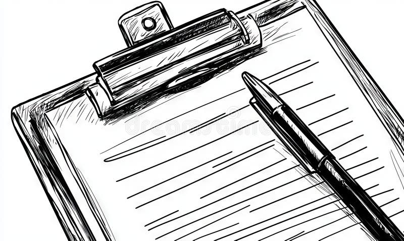 An illustration of a clipboard with a continuous line. Checklist. Business template. Single line art. Modern. Paper clip check mark icon doodle illustration stock images, royalty-free photos and pictures