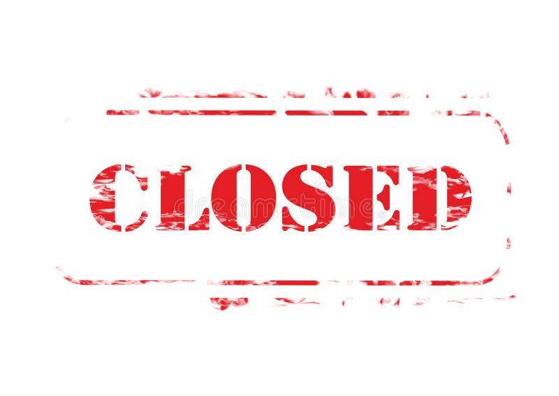 CLOSED Stamp Office Rubber Red Sign. on White Background Stock