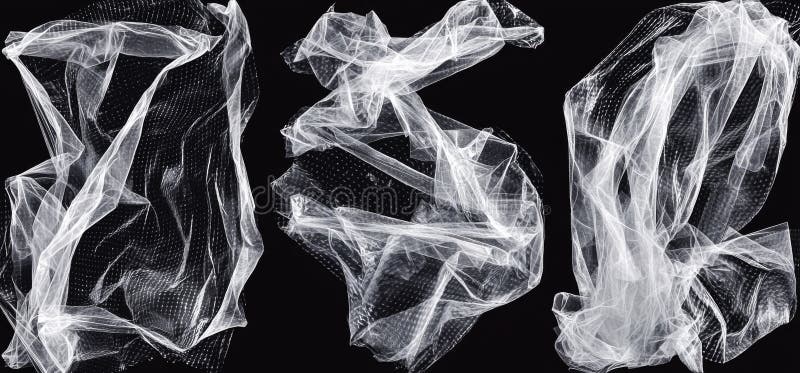 An illustration of a collection of transparent, wrinkled plastic, featuring a realistic mockup of clear polyethylene royalty free stock images