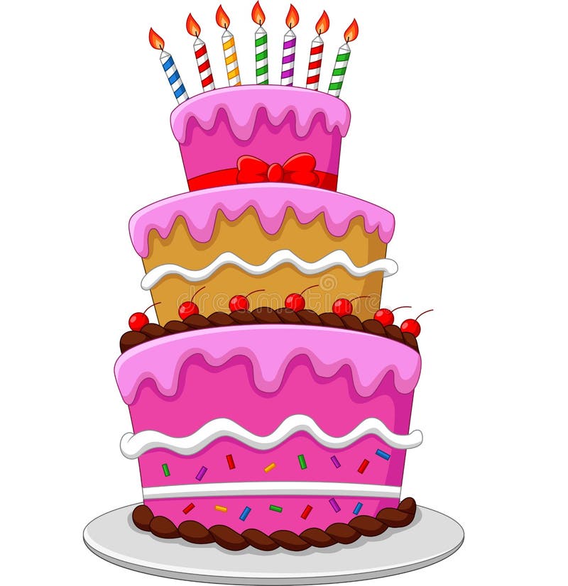 Colorful Birthday Cake with Candles Isolated on White Background Stock ...