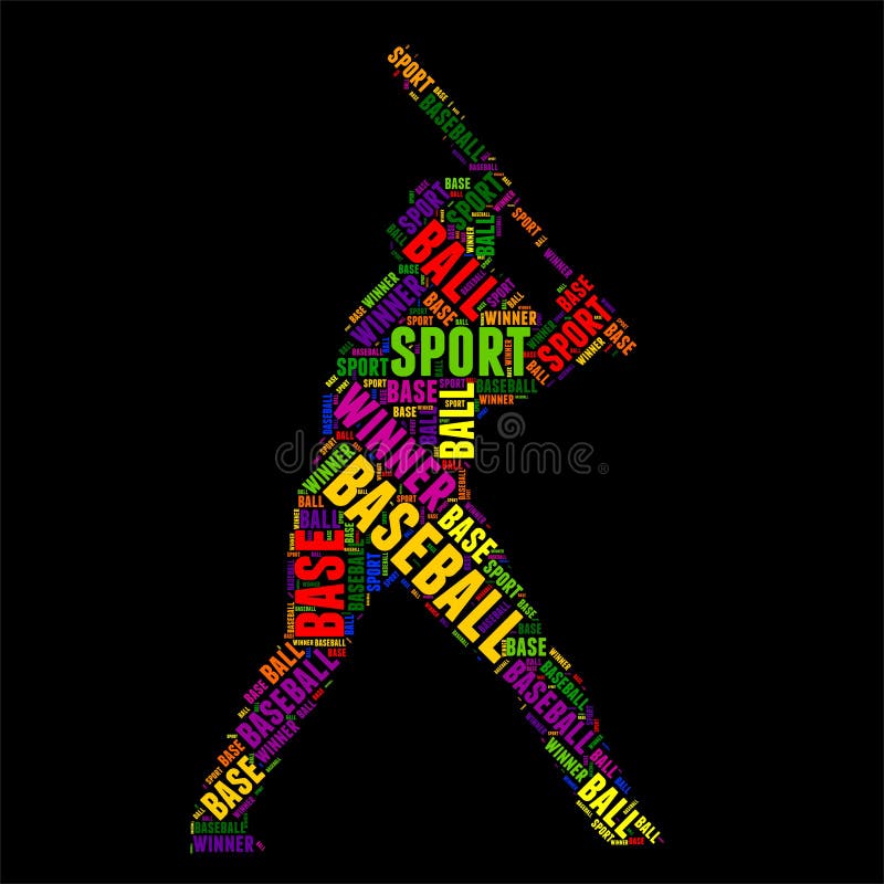 Illustration colorée de vecteur de nuage de mot de typographie de base-ball illustration stock Illustration colorée de vecteur de nuage de mot de typographie de base-ball illustration stock