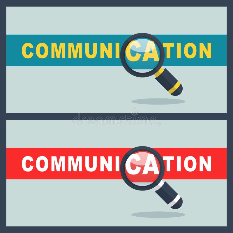 Communication word with magnifier concept royalty free illustration