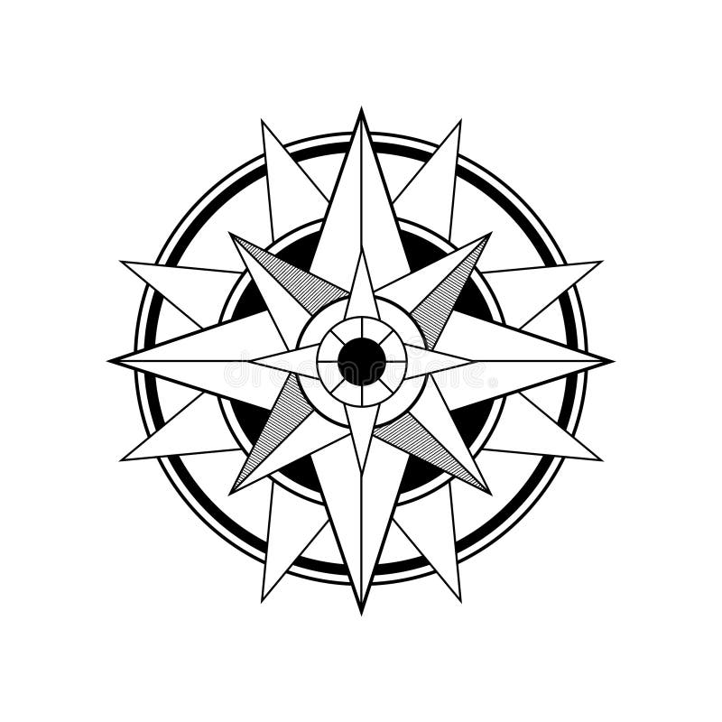 Illustration of compass rose on white background vector illustration