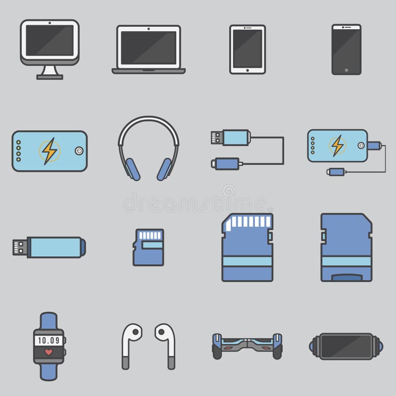 Illustration of computer gadgets technology stock illustration