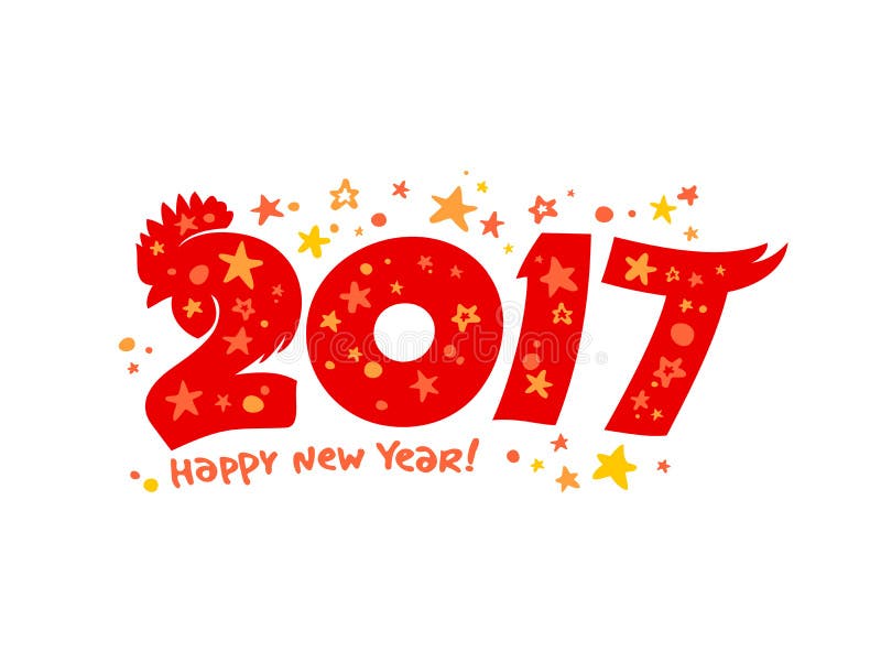 Illustration concept for 2017 year with red rooster royalty free illustration