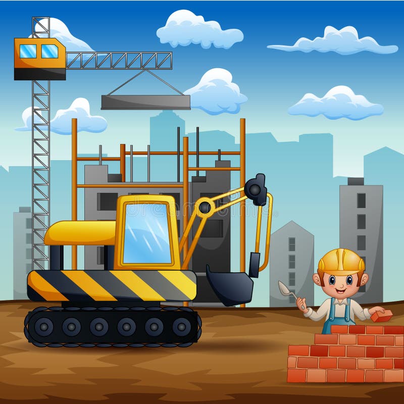 Illustration of Construction Workers at a Building Site Stock Vector - Illustration of home, element: 157878551 Illustration of Construction Workers at a Building Site Stock Vector - Illustration of home, element: 157878551