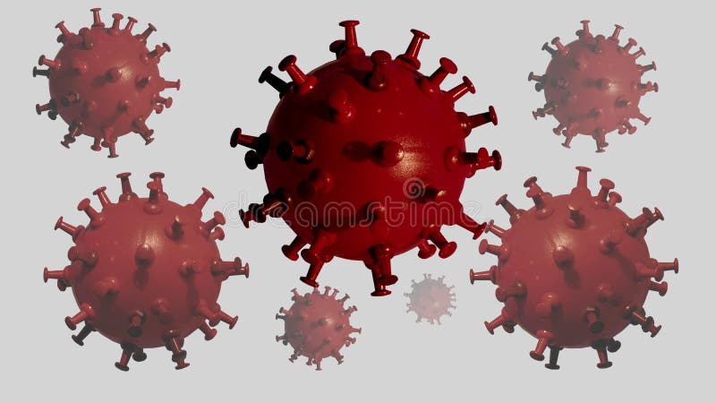 This is image of coronavirus disease covid19 infection medical. The red balls is mock-up that looks like virus cell. 3D illustration. This is image of coronavirus disease covid19 infection medical. The red balls is mock-up that looks like virus cell. 3D illustration