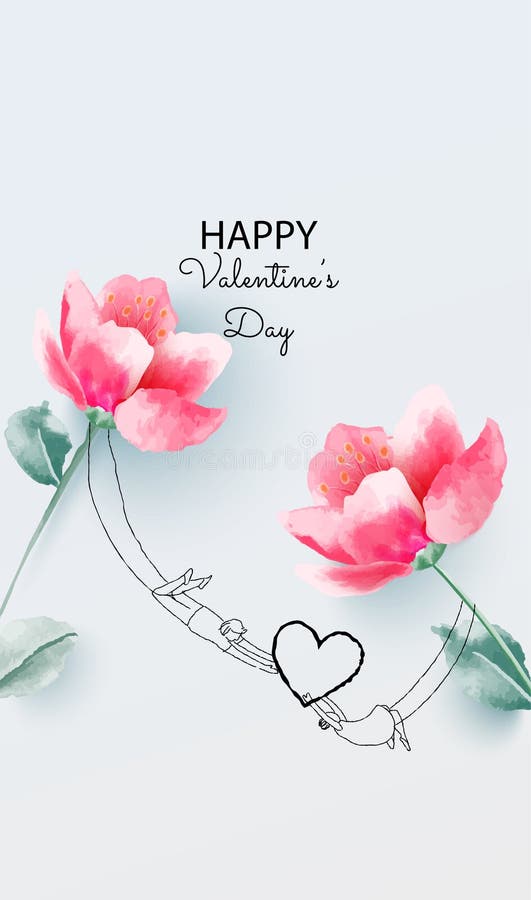 Illustration of Couple with 3d Flower. Love Concept, Valentine`s Day  Background. Vector Illustration Stock Vector - Illustration of couple,  female: 136084247