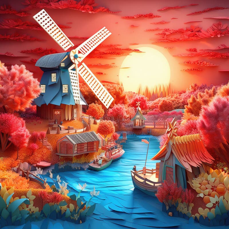 Illustration Of Creative Manipulation Of Paper Craft Stock Illustration illustration-of-creative-manipulation-of-paper-craft-stock-illustration