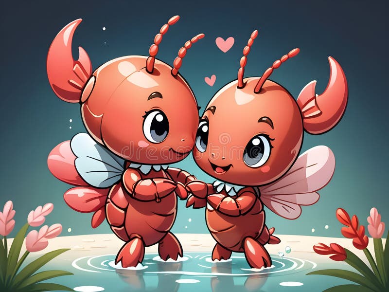 Cute adorable fish in love stock illustration. Illustration of wing