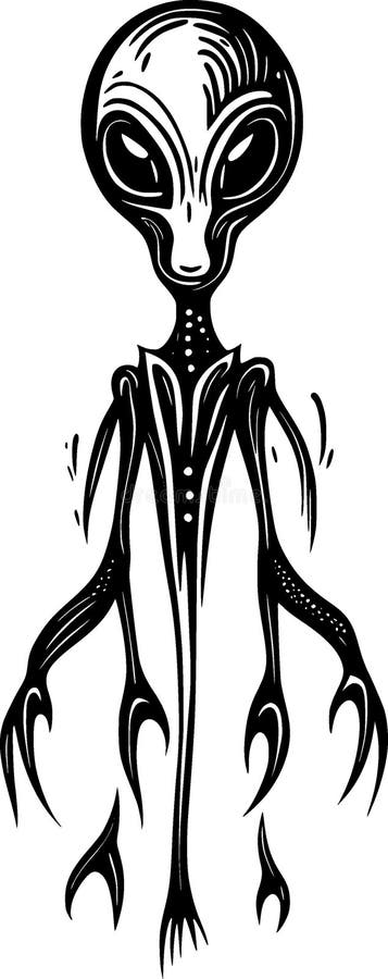 Illustration of a cute alien cartoon royalty free illustration