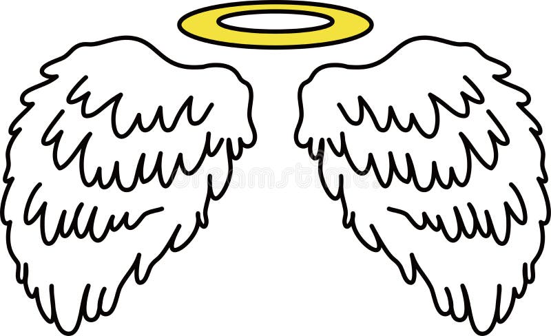 Cute Angel Wings with Angel Ring Stock Vector - Illustration of shinko ...