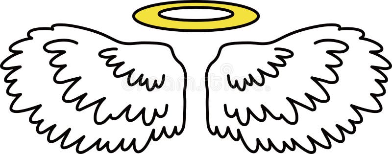 Cute Angel Wings with Angel Ring Stock Vector - Illustration of ring ...