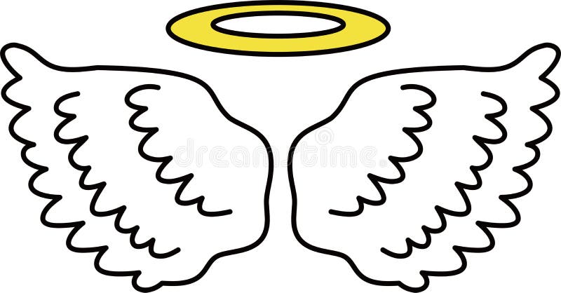 Cute Angel Wings with Angel Ring Stock Vector - Illustration of vector ...