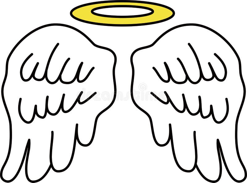 Cute Angel Wings with Angel Ring Stock Vector - Illustration of sublime ...