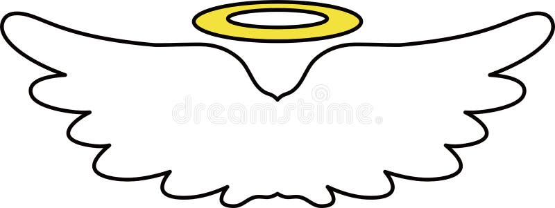 Cute Angel Wings with Angel Ring Stock Vector - Illustration of ...