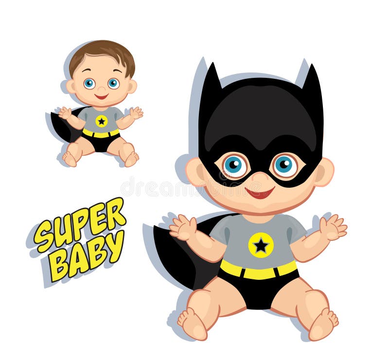 Illustration Cute Baby Boy in the Costume of a Superhero. Stock Vector -  Illustration of colorful, background: 88531604