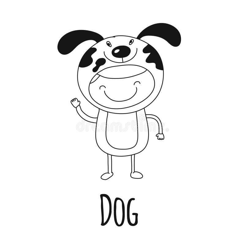 Illustration of Cute Baby Wearing Dog Costume Stock Vector