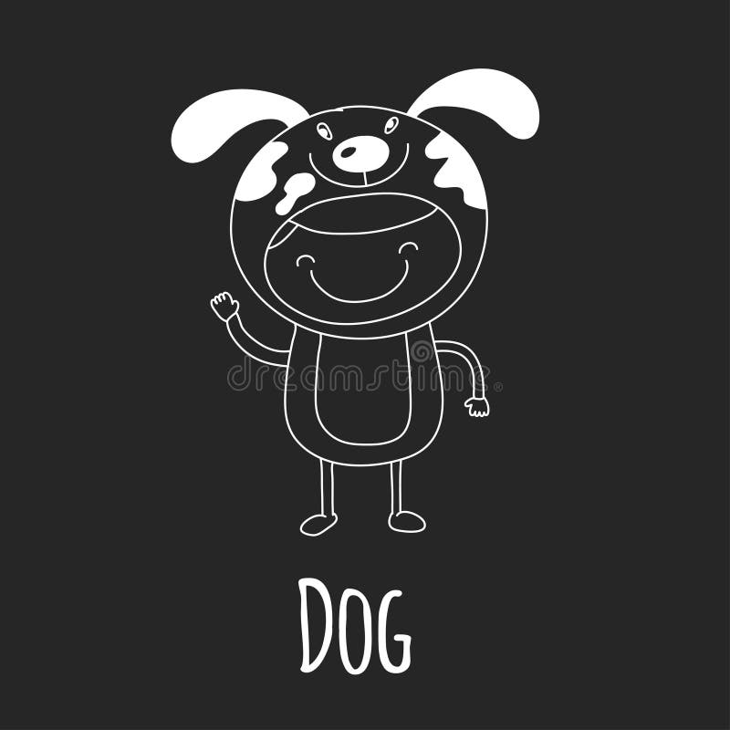 Illustration of Cute Baby Wearing Dog Costume Stock Vector