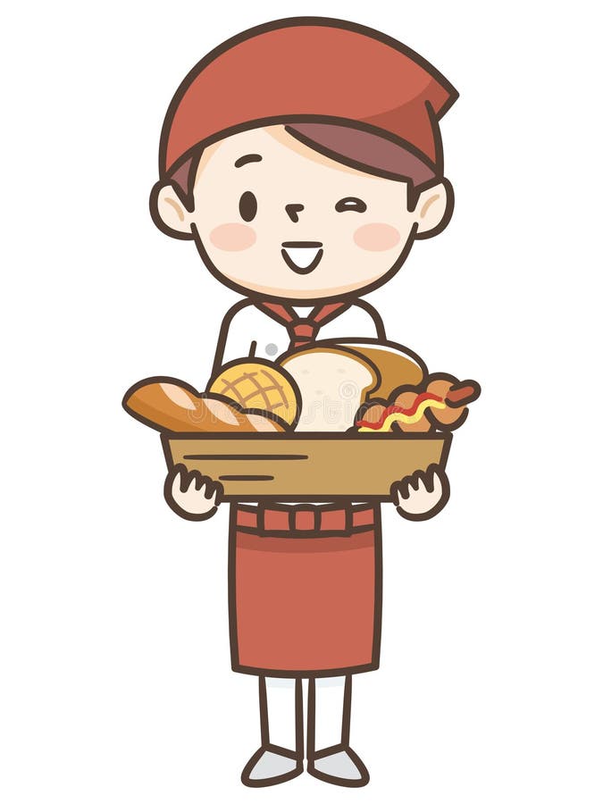 Illustration of a Cute Bakery Woman Smiling Stock Vector Illustration