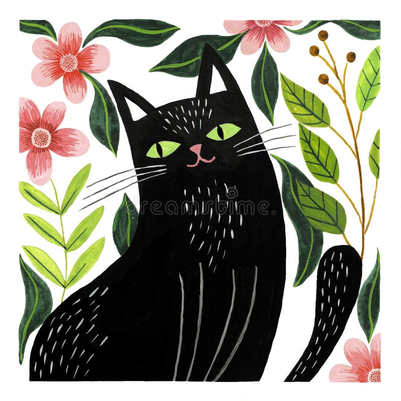 Black Cat Portrait ONE COOL CAT Cat Art Cat Stationery Black Cat Postcard
