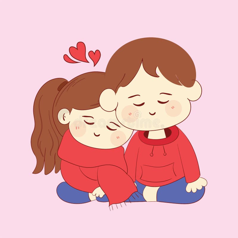 Couple of Lovers Leaning Together on Valentine Day Stock Vector ...