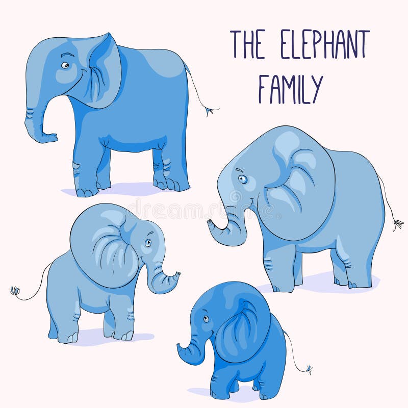 Illustration of Cute Cartoon Elephant Family Stock Vector - Illustration of  conservation, mother: 51871343