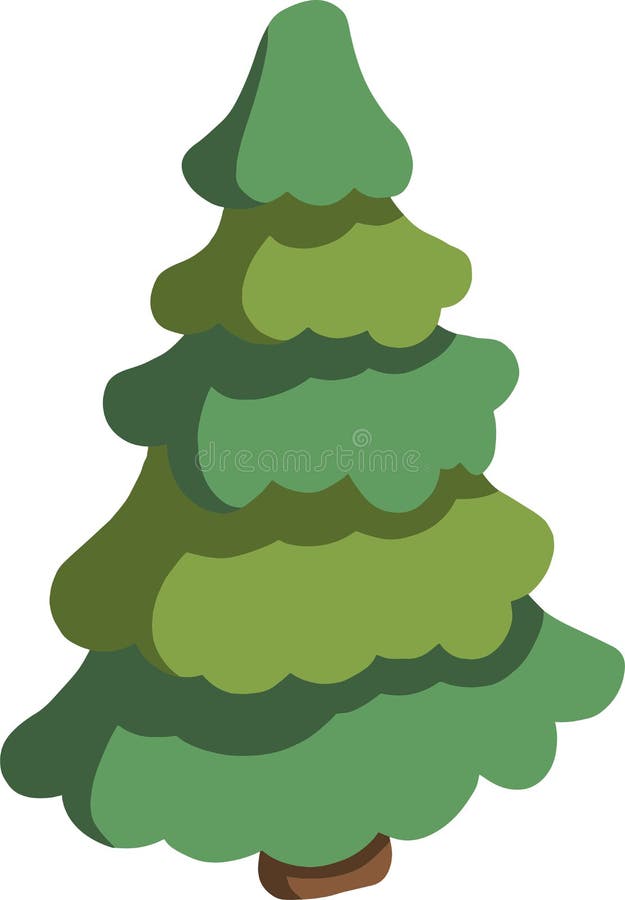 Illustration of Cute Cartoon Green Fir Tree Stock Vector Illustration