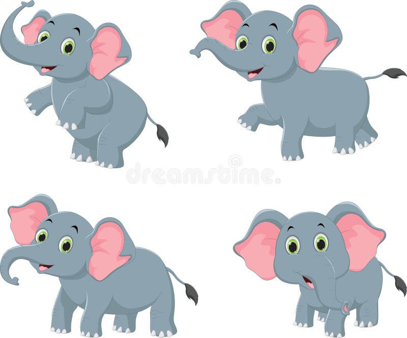 Illustration of cute elephant cartoon collection