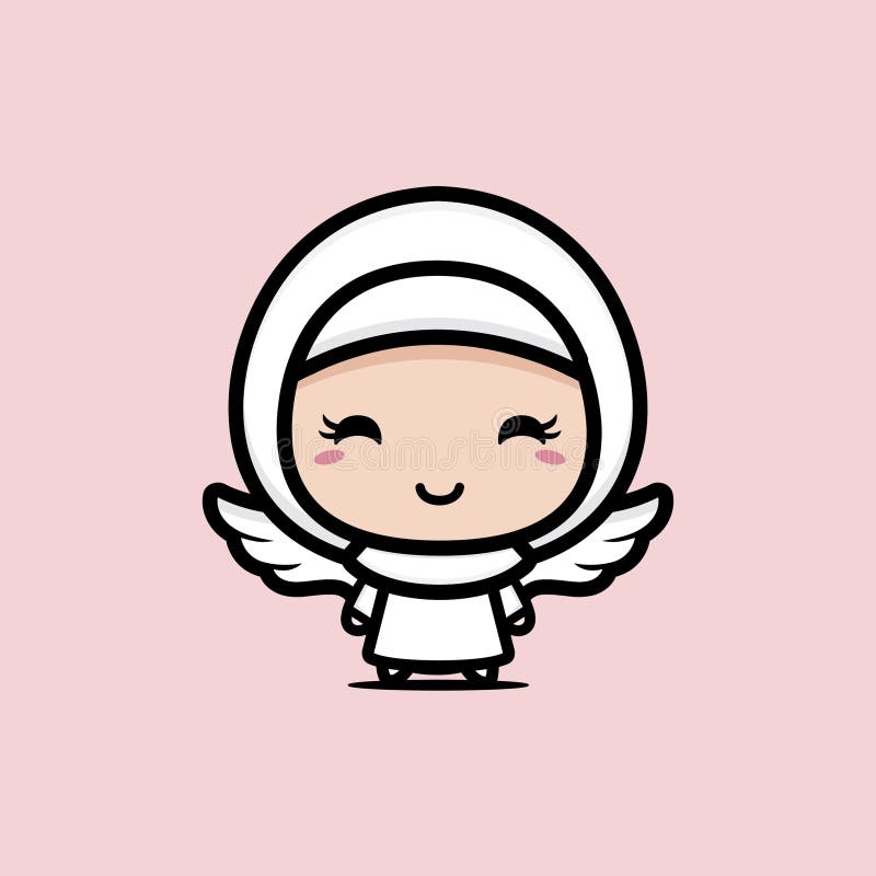 Cute Cartoon Girl Character Becomes an Angel Wearing Muslim Costume with a  Veil Stock Vector - Illustration of character, islam: 216108621
