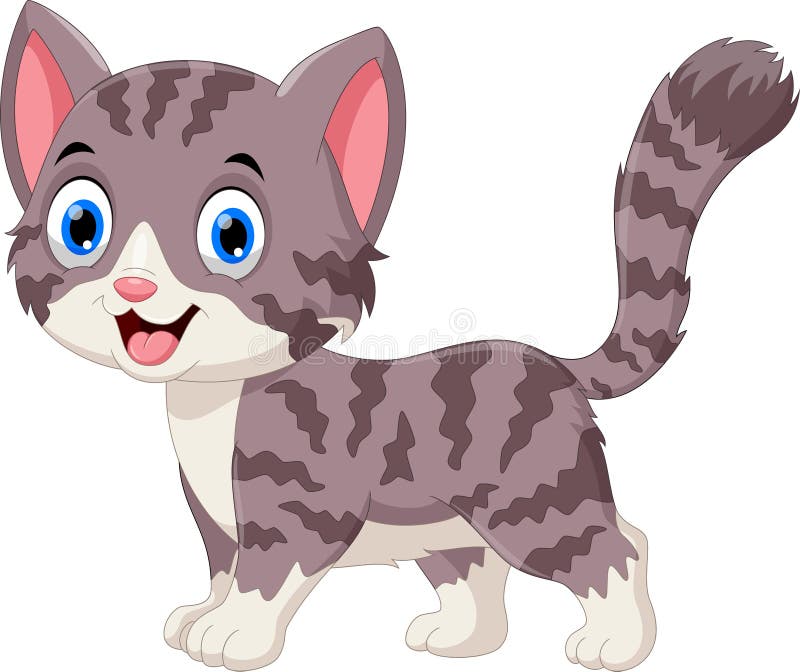 Illustration of cute grey cat cartoon