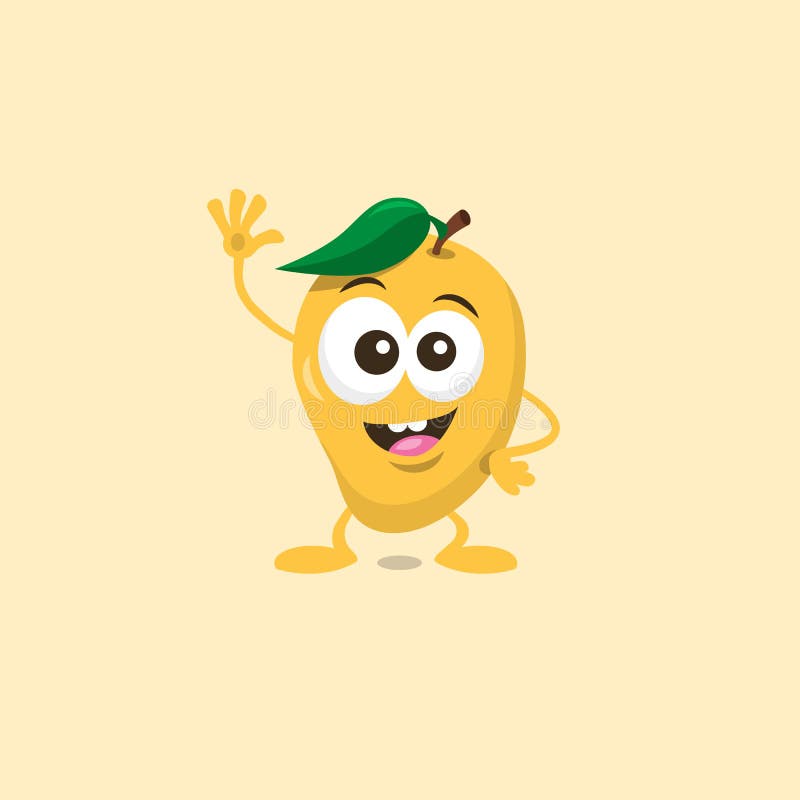 Illustration of Cute Happy Mango Mascot Greeting Someone with Big Smile ...