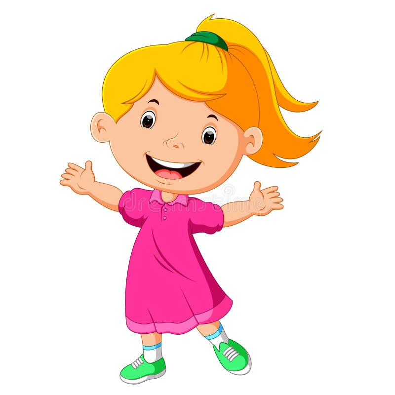 Cute Little Girl Cartoon Illustration Stock Vector - Illustration of ...