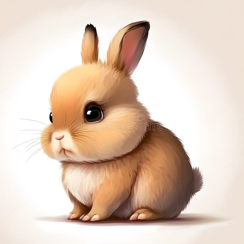 Illustration of a Cute Little Rabbit Sitting on the Ground. Stock ...