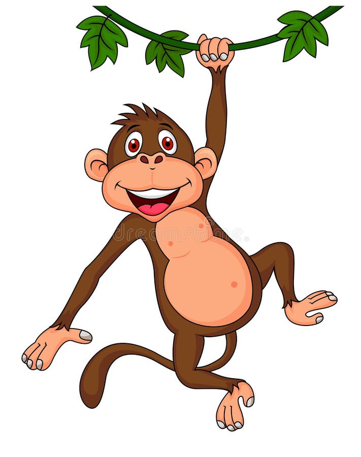 Cute monkey hanging vector illustration