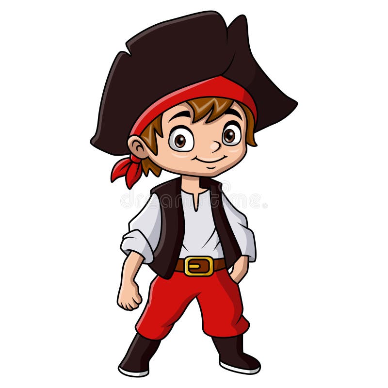 Cute pirate boy cartoon on white background stock illustration
