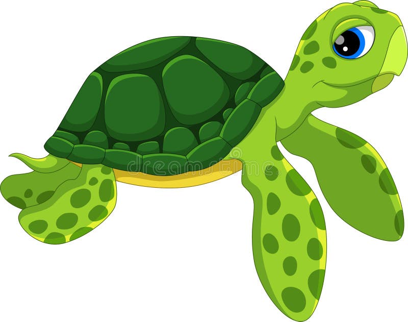 Cute Sea Turtle Cartoon. Funny and Adorable Stock Illustration -  Illustration of green, depth: 123353732