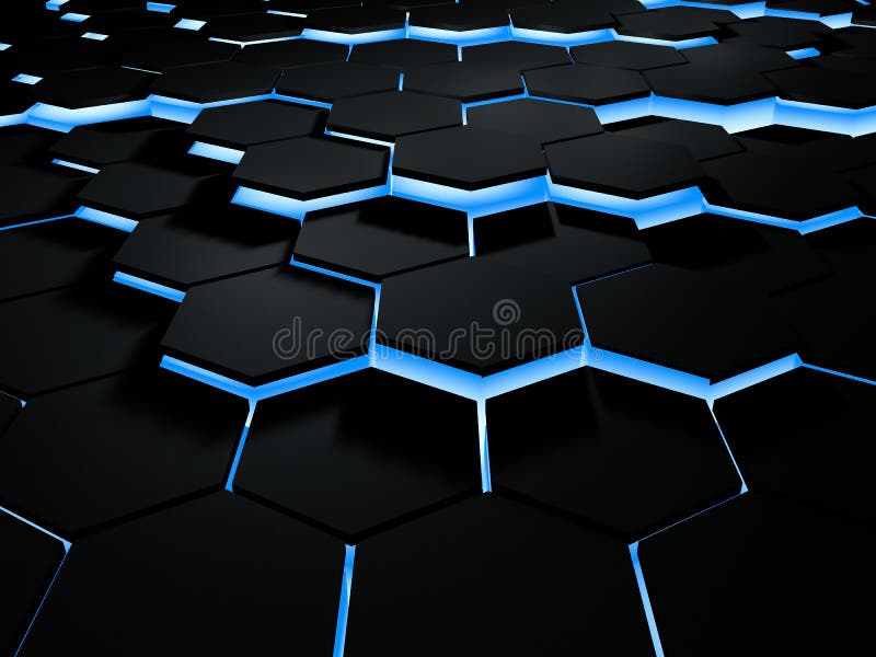 Abstract futuristic hexogonal surface. Sci-fi background with lighting hexagons. 3D illustration. Abstract futuristic hexogonal surface. Sci-fi background with lighting hexagons. 3D illustration