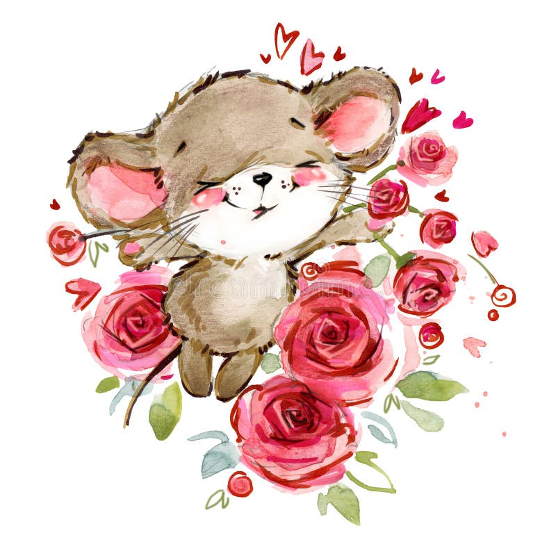 Illustration d'aquarelle de souris de bande dessinée Souris mignonnes illustration stock Illustration d'aquarelle de souris de bande dessinée Souris mignonnes illustration stock