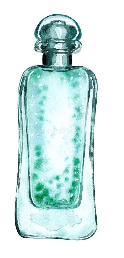 Illustration d'aquarelle d'une bouteille de parfum dans la couleur de turquoise illustration de vecteur Illustration d'aquarelle d'une bouteille de parfum dans la couleur de turquoise illustration de vecteur