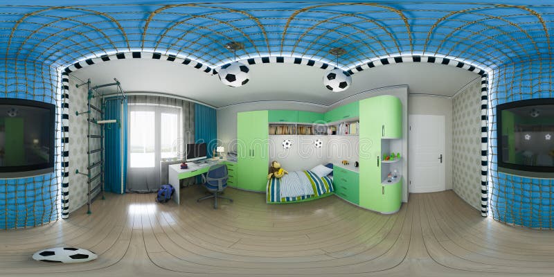 Illustration 3d der Innenarchitektur der Kindertagesstätte 360 Grad, nahtloses Panorama lizenzfreie abbildung Illustration 3d der Innenarchitektur der Kindertagesstätte 360 Grad, nahtloses Panorama lizenzfreie abbildung