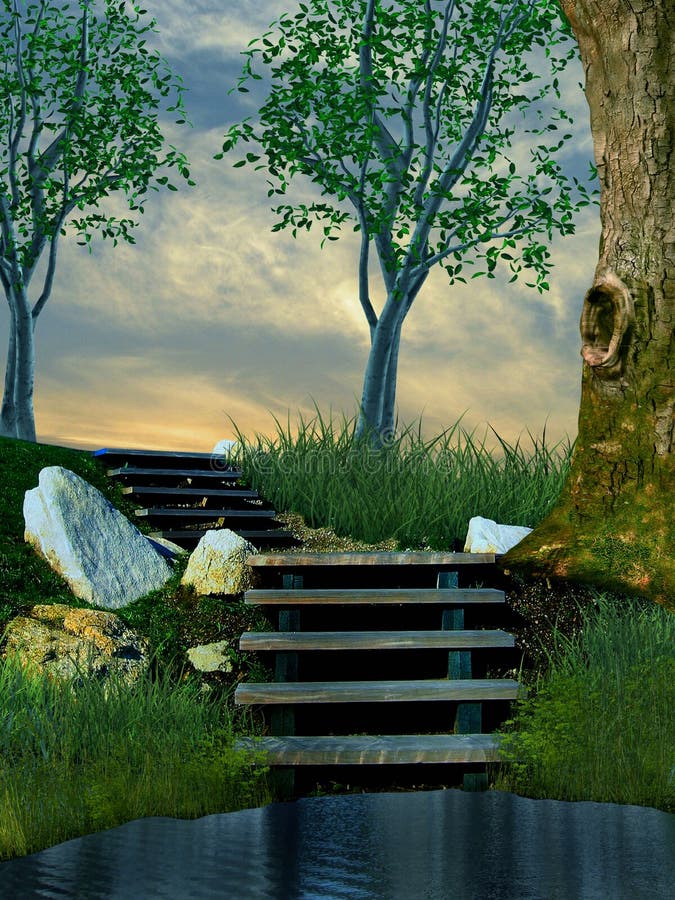 illustration 3D des escaliers en pierre dans la nature avec des arbres et l'herbe menant quelque part illustration de vecteur illustration 3D des escaliers en pierre dans la nature avec des arbres et l'herbe menant quelque part illustration de vecteur