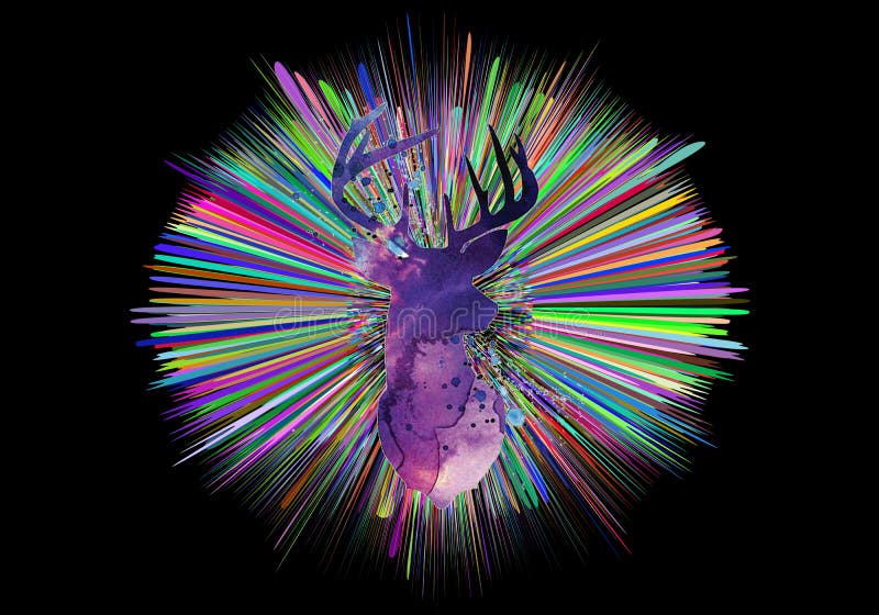 Illustration 3d générée par ordinateur artistique abstraite de rayons multicolores avec un cerf commun d'aquarelle au milieu illustration de vecteur Illustration 3d générée par ordinateur artistique abstraite de rayons multicolores avec un cerf commun d'aquarelle au milieu illustration de vecteur