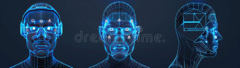 Illustration 3D Model AI Facial Recognition System for Security and ... Circuit Diagram