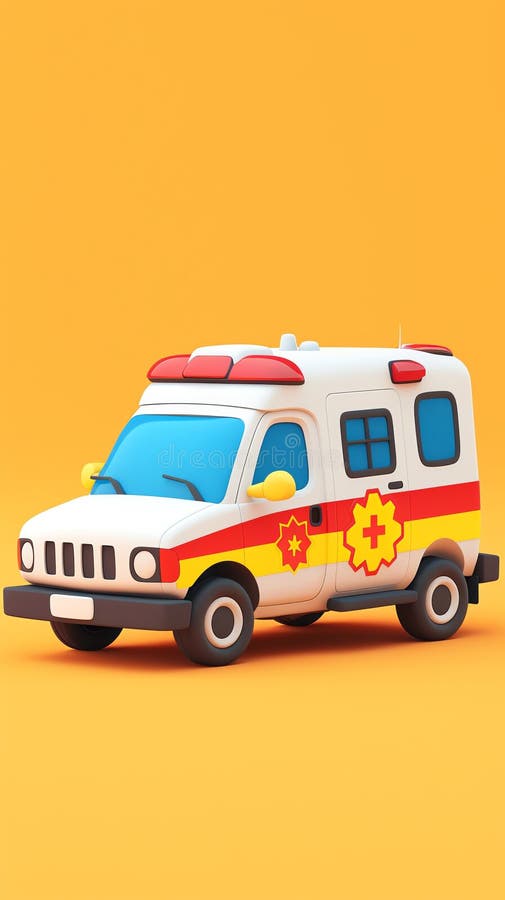 314 Illustration of a 3D model of a ambulance icon in bright colors royalty free illustration